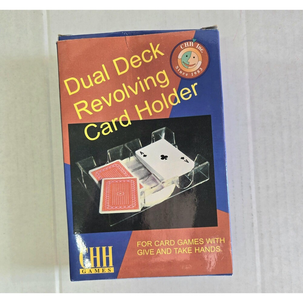 Vintage CHH Games Dual Deck Revolving Playing Card Holder Clear Swivel Tray Box
